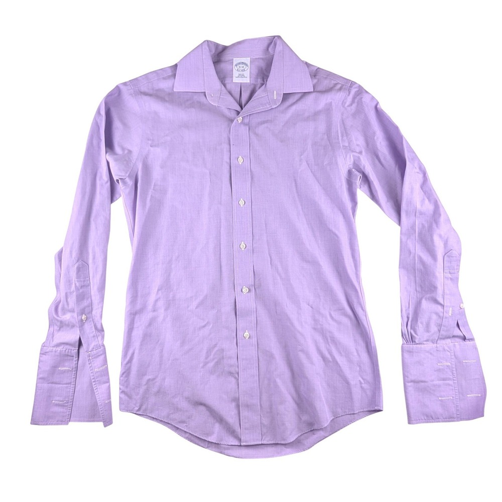 Brooks Brothers Slim Fit Non-Iron French Cuff Dress Shirt Purple 15-34 Cotton
